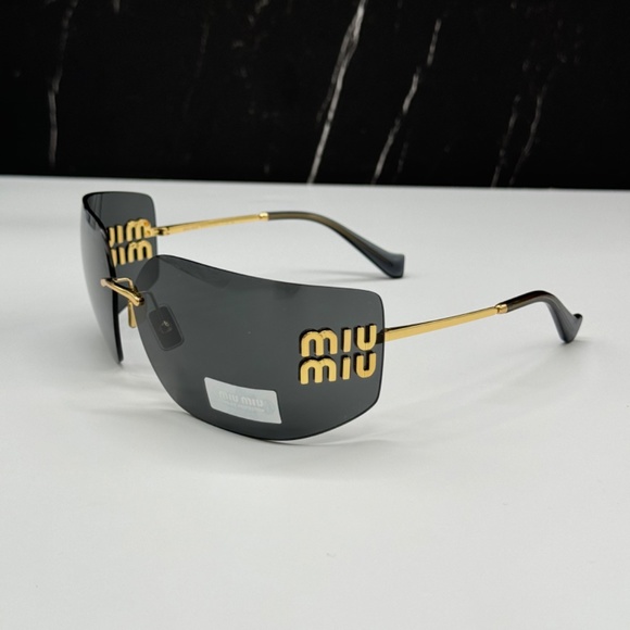 NEW MIU MIU SMU 54Y 5AK5S0 WOMEN SUNGLASSES MU54YS 5AK5S0 GOLD GREY MU 54YS - Picture 7 of 13